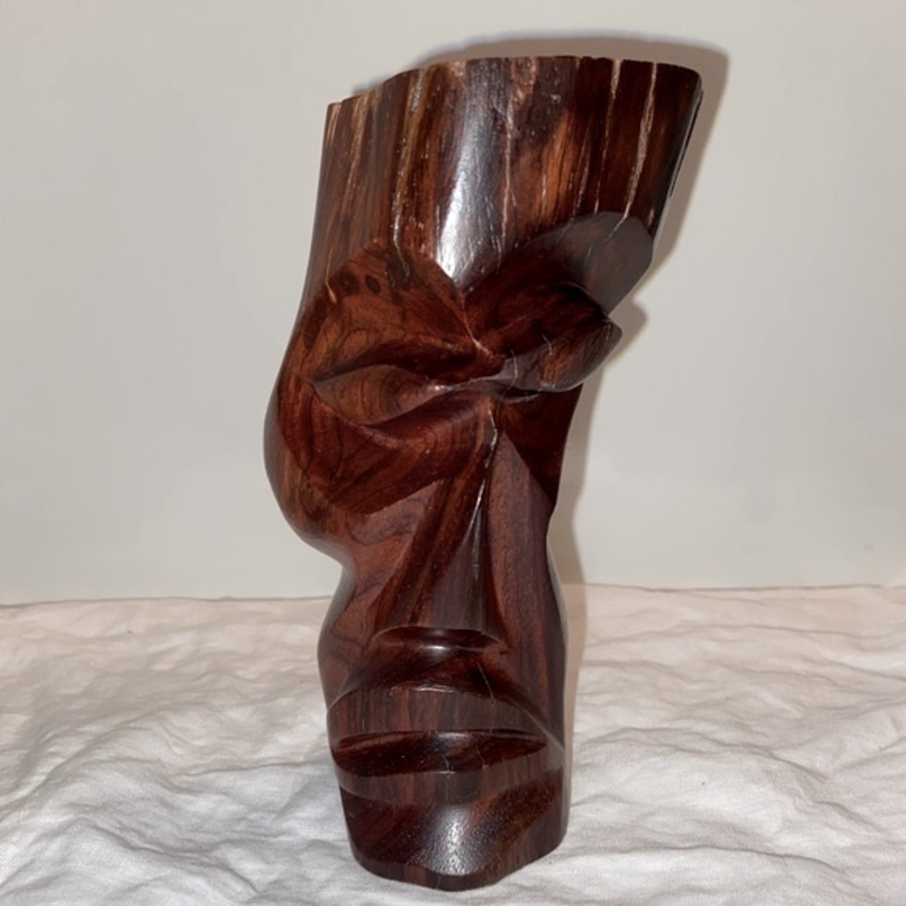 3/55$ Vintage Hand Carved Head in Dark wood modern art style